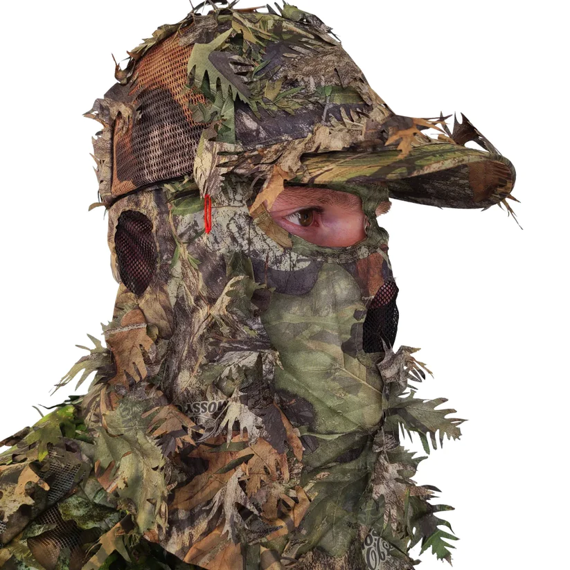 MossyOakandRealtreeLeafyCamoFrontFaceMaskHatsforHunting 2-in-1 FRONT Leafy Face Mask and Camo Hat (Adjustable,OSFM)